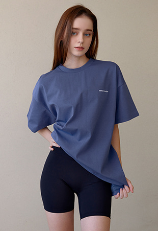 레터링 반팔 티셔츠 (블루)